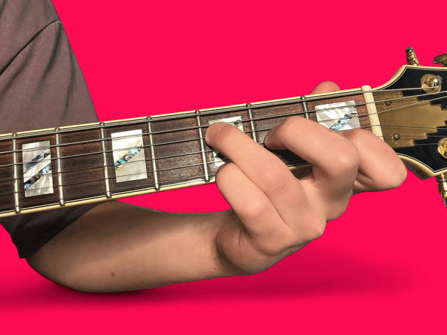 F7b9 guitar chord with finger positions