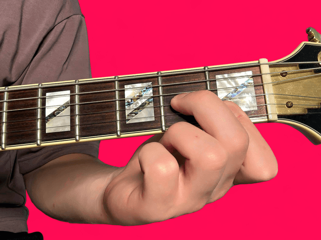 F major over D guitar chord with finger positions