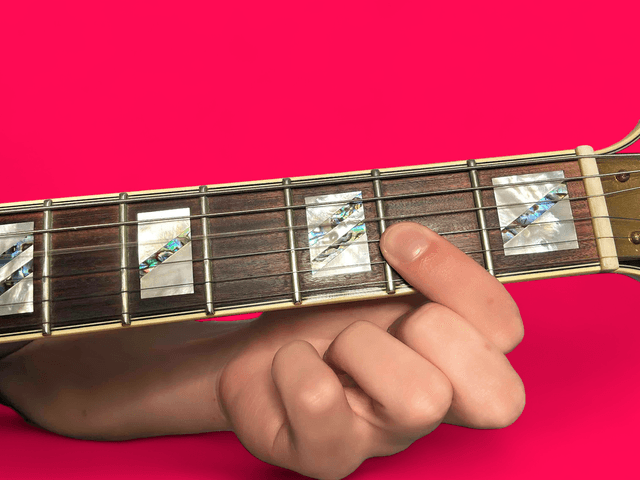 Dmaj7 guitar chord with finger positions