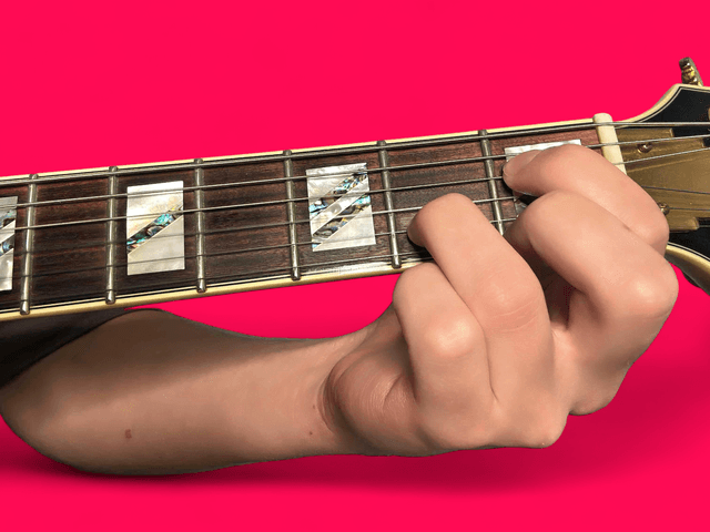 Eb7 guitar chord with finger positions