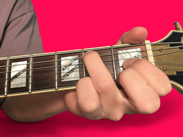 Emaj13 guitar chord with finger positions