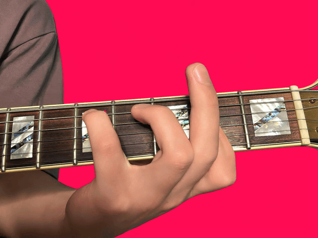 Dmaj9 guitar chord with finger positions