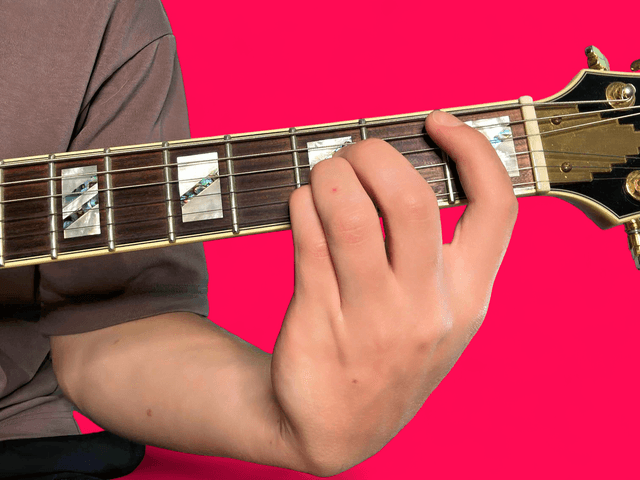 Bb major guitar chord with finger positions