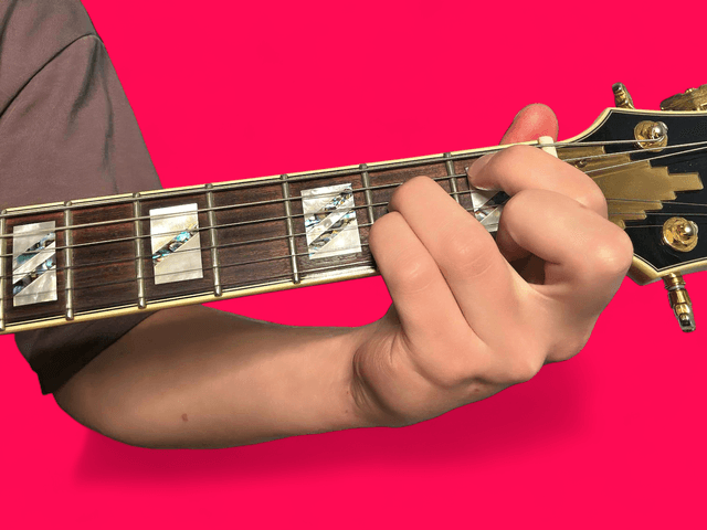 Emaj7 guitar chord with finger positions