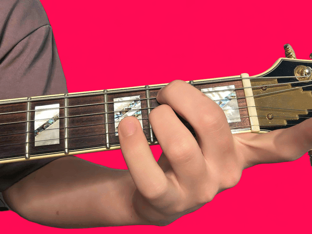 Eaug guitar chord with finger positions