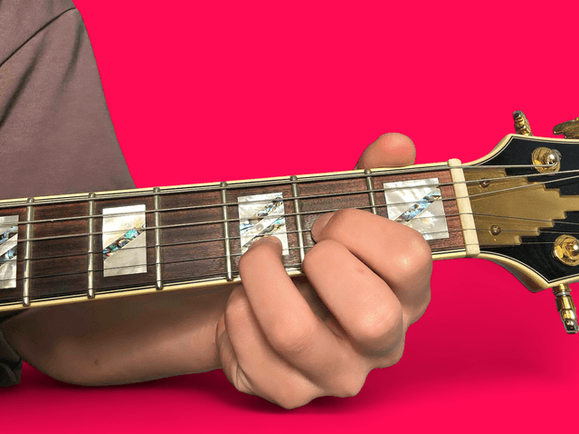 D major guitar chord with finger positions