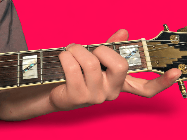 Cmaj7 guitar chord with finger positions