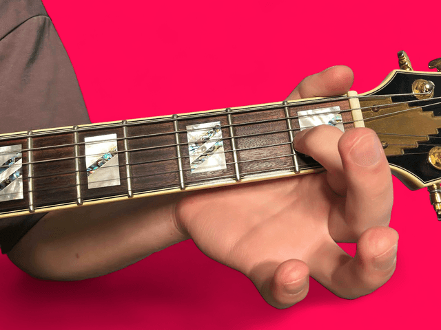 E major over D guitar chord with finger positions