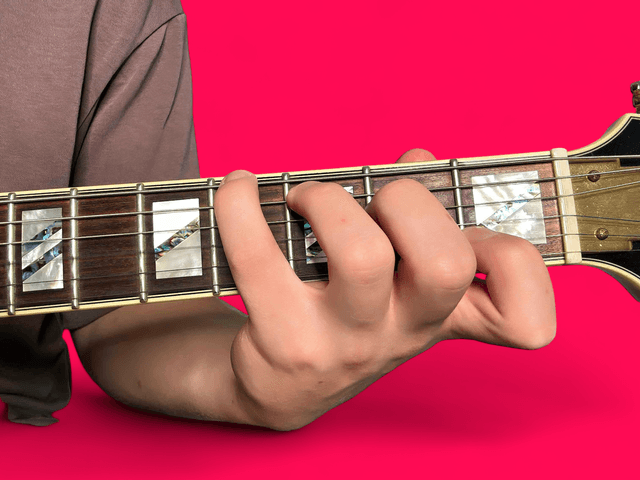 Abmaj7#5 guitar chord with finger positions