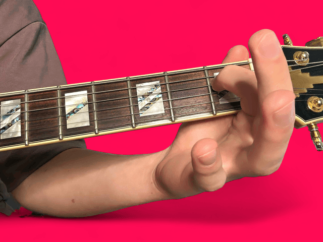 E major over F guitar chord with finger positions