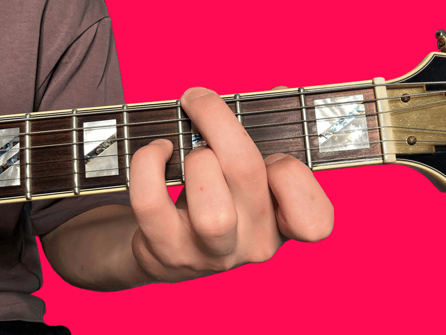 Gm7b5 guitar chord with finger positions